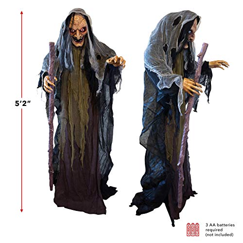 Holidayana Halloween Animatronic Evil Witch - 5ft 2in Animated Standing Evil Witch Prop Decoration