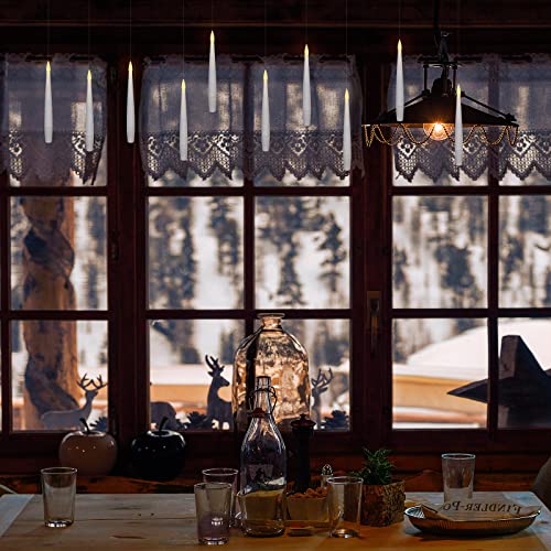 Leejec 20pcs Flameless Taper Floating Candles with Magic Wand Remote, Flickering Warm Light, Battery Operated 6.1" LED Electric Window Candle, Decor for Christmas, Wedding, Halloween, Birthday Party