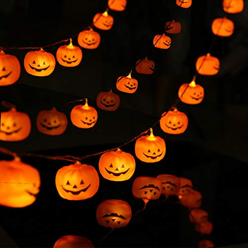 KAILEDI Halloween String Lights, LED Pumpkin Lights, Holiday Lights for Outdoor Decor,2 Modes Steady/Flickering Lights(20 One Pumpkin Lights, 9.8 feet) (Pumpkin)
