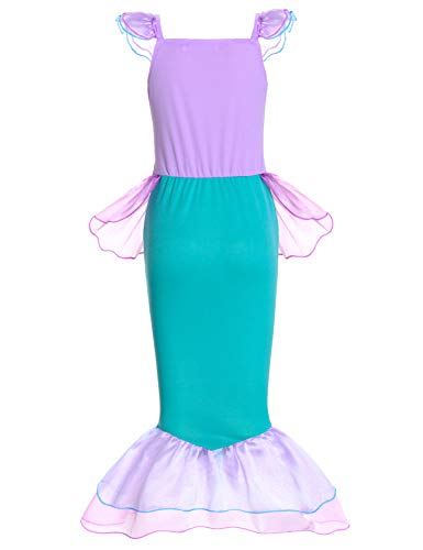 Joy Join Little Girls Princess Mermaid Costume for Girls Dress Up Party with Wig,Crown, Mace 3-4 Years
