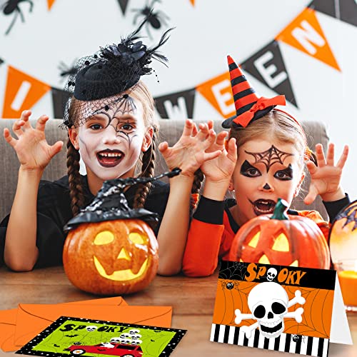 AnyDesign 32 Pack Halloween Greeting Cards with Matching Stickers Envelopes Ghost Trick or Treat Boo Invitation Cards Blank Note Cards for Halloween Party Invitation Gift Supplies, 4 x 6 Inch