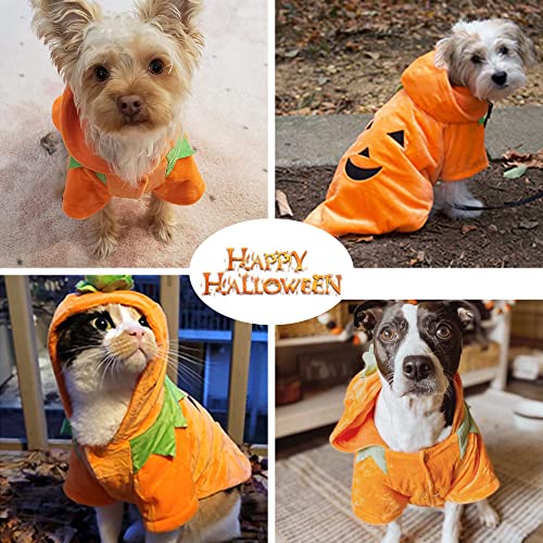 Delifur Dog Cat Halloween Pumpkin Costume Puppy Fleece Hoodie Coat for Small to Medium Dogs (Small)