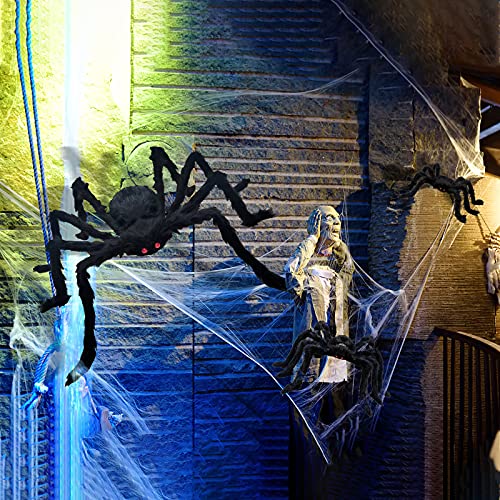 CH HAICHENG 6 Pcs Halloween Spiders Decorations, Giant Hairy Spiders Halloween Decorations Indoor Outdoor Decor