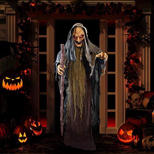 Holidayana Halloween Animatronic Evil Witch - 5ft 2in Animated Standing Evil Witch Prop Decoration