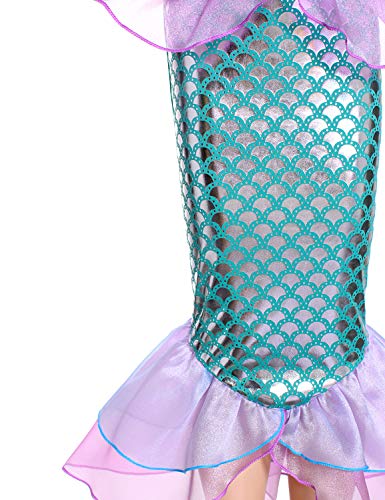Joy Join Little Girls Princess Mermaid Costume for Girls Dress Up Party with Wig,Crown, Mace 3-4 Years