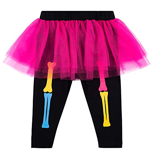 Baby Girls Newborn Skeleton Halloween Costume Outfit Funny Long Sleeve Skull Tulle Skirt Romper Set (3-6 M) Black