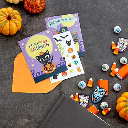 Hallmark Kids Halloween Cards Assortment with Stickers (2 Designs, 12 Flat Cards and Envelopes, 12 Sticker Sheets) (5ELT1008)