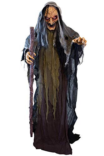 Holidayana Halloween Animatronic Evil Witch - 5ft 2in Animated Standing Evil Witch Prop Decoration