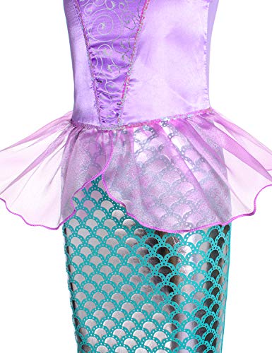 Joy Join Little Girls Princess Mermaid Costume for Girls Dress Up Party with Wig,Crown, Mace 3-4 Years