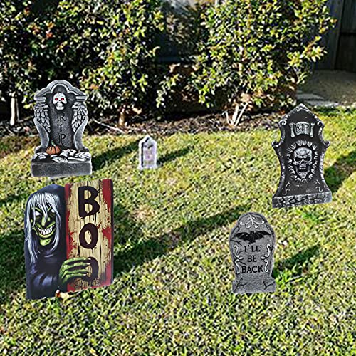 Halloween Decorations Outdoor Tombstone Yard Signs - Scary Halloween headstones Yard Decorations for Cemetary Graveyard Rip Halloween Decorations Outside