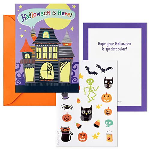 Hallmark Kids Halloween Cards Assortment with Stickers (2 Designs, 12 Flat Cards and Envelopes, 12 Sticker Sheets) (5ELT1008)