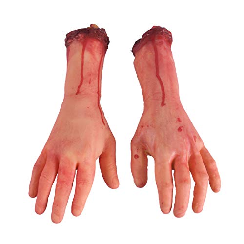 Halloween Blood Props Fake Scary Severed Hand Broken for Haunted House Halloween Vampire Zombie Party Decorations Supplies (Broken Hands(Left + Right))