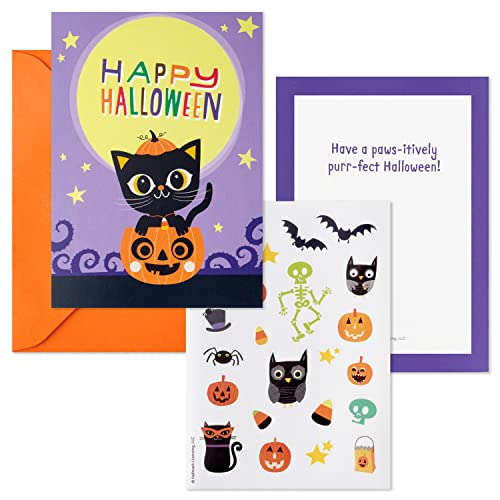 Hallmark Kids Halloween Cards Assortment with Stickers (2 Designs, 12 Flat Cards and Envelopes, 12 Sticker Sheets) (5ELT1008)