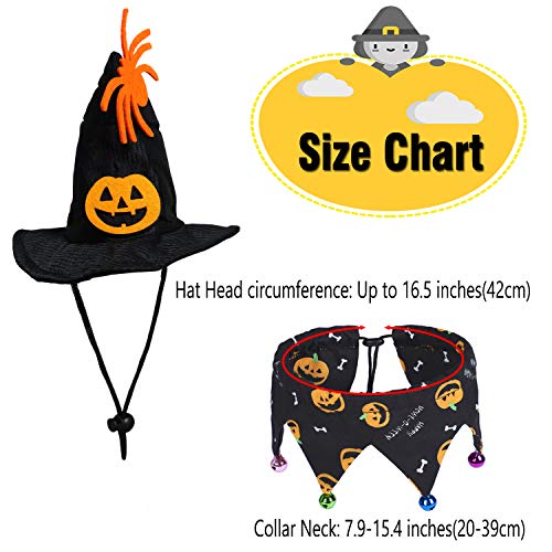 Rypet Cat Halloween Costume - Halloween Cat Collar with Bells and Halloween Pumpkin Hat Cat Costume Suit for Cats and Small Dogs…