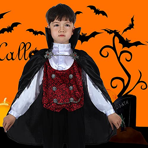 Lingway Toys Kids Vampire of Darkness Costume for Boys Halloween Dress Up Parties with Accessories 12-14