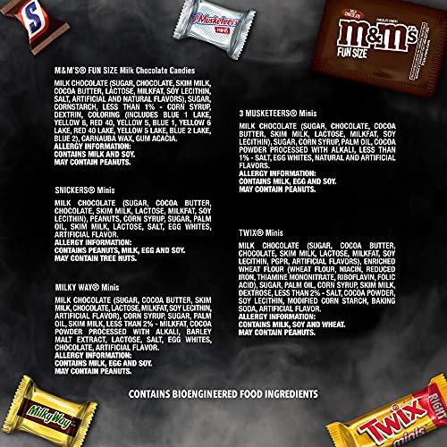 SNICKERS, M&M'S, TWIX, MILKY WAY & 3 MUSKETEERS Mixed Chocolate Bulk Halloween Candy - 77.63oz/250 Pieces