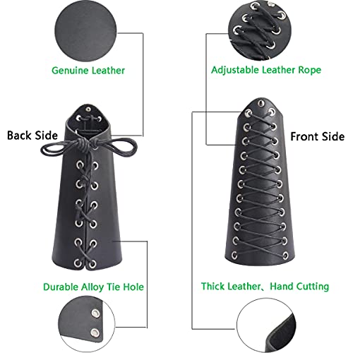 GelConnie Leather Gauntlet Wristband Medieval Bracers Viking Wrist Guards Archery Guards Bracers Wide Arm Armor Cuff for Women Men Halloween Renaissance Costume Props