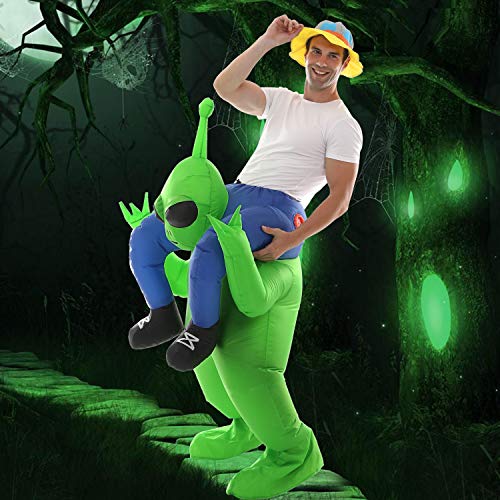 Double Couple Inflatable Alien Dinosaur Costume Halloween Blow up Costumes for Adult Kids
