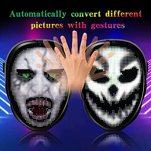 Funle Led Mask Smart Cool Light Up Rave Digital Electric Glow DJ Mask Face Transforming Halloween Costume Mask for Kid Adult