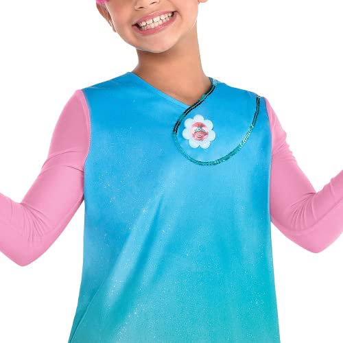 Party City Queen Poppy Halloween Costume for Girls, Trolls World Tour, Medium (8-10), Includes Wig, Dress and Tights