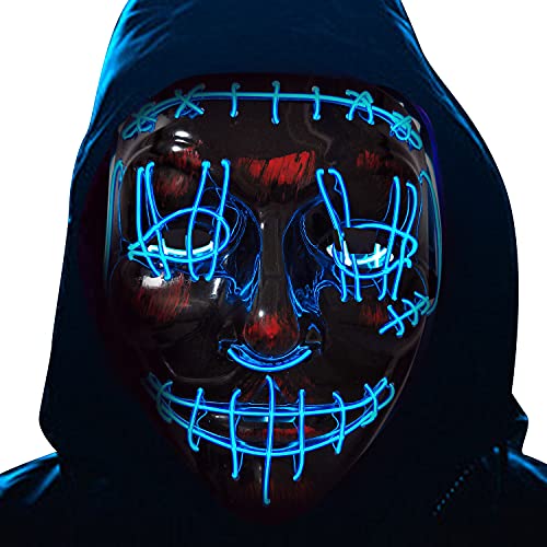 Halloween Led Light up Mask - Led Mask Costume Mask El Wire Hacker Mask Led Face Mask for Halloween Festival Party
