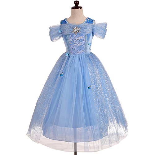 Dressy Daisy Girls' Princess Dress Costume Christmas Halloween Fancy Dresses Up Butterfly Size 6X-8 Blue