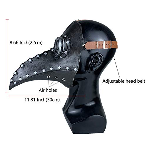 Stegosaurus Plague Doctor Bird Mask Long Nose Beak Cosplay Steampunk Halloween Costume Props Latex Material