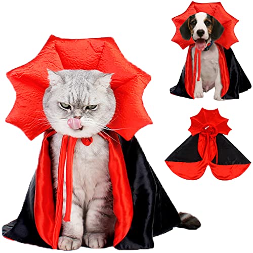Dog Cape Costume - Halloween Pet Costumes Cat Vampire Cloak, Funny Cosplay Dress Devil Wizard Outfit, Dog Witch Clothes for Small Medium Dogs Cats Puppy, Dog Mantle Apparel for Halloween Party
