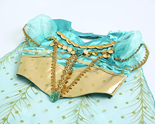 JiaDuo Girls Princess Costume Party Halloween Fancy Dress Up 7-8 Years Green