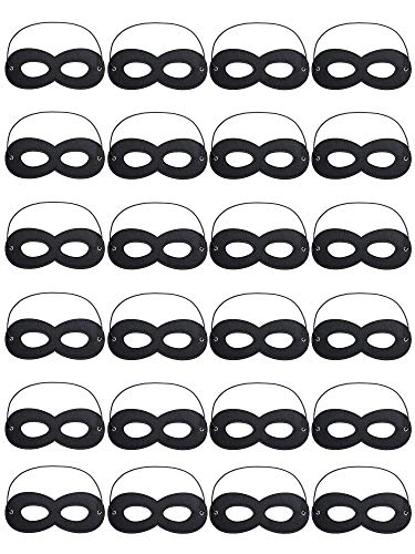 Boao 24 Pack Black Felt Eye Mask Half Masks Halloween Dress up Masks with Adjustable Elastic Rope for Party Cosplay Costume Accessory (Black)