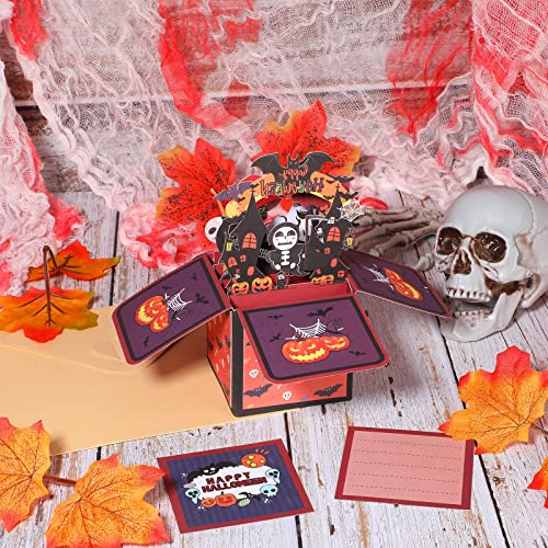2 Packs Halloween Greeting Cards Halloween Pop up Card with Envelopes 3D Box Cards for Halloween Party Kids Students (Bats)