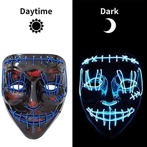 Halloween Led Light up Mask - Led Mask Costume Mask El Wire Hacker Mask Led Face Mask for Halloween Festival Party