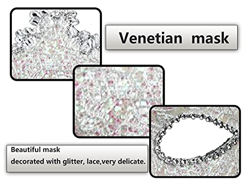 Geek-M Women Halloween Costume Mask Venetian Mask for Masquerade Ball Party White