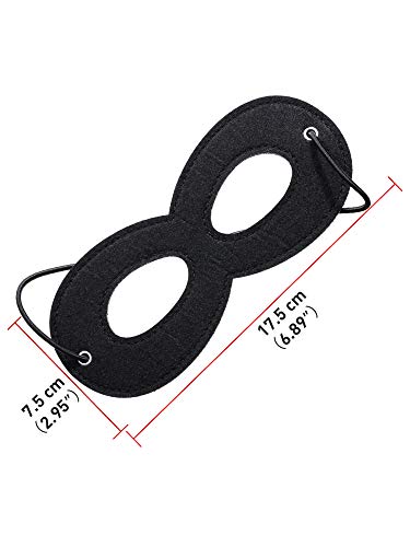 Boao 24 Pack Black Felt Eye Mask Half Masks Halloween Dress up Masks with Adjustable Elastic Rope for Party Cosplay Costume Accessory (Black)