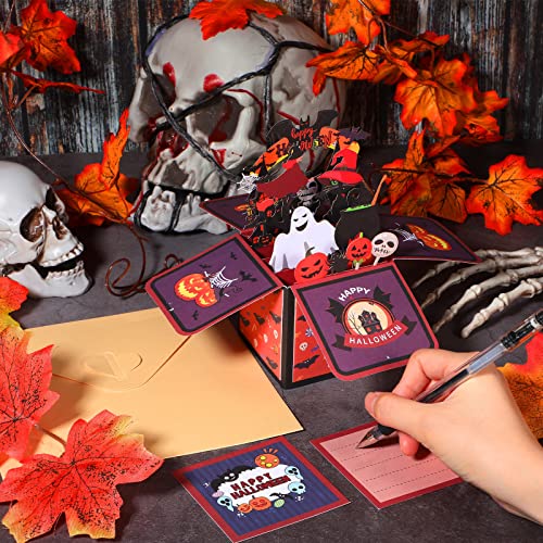 2 Packs Halloween Greeting Cards Halloween Pop up Card with Envelopes 3D Box Cards for Halloween Party Kids Students (Bats)