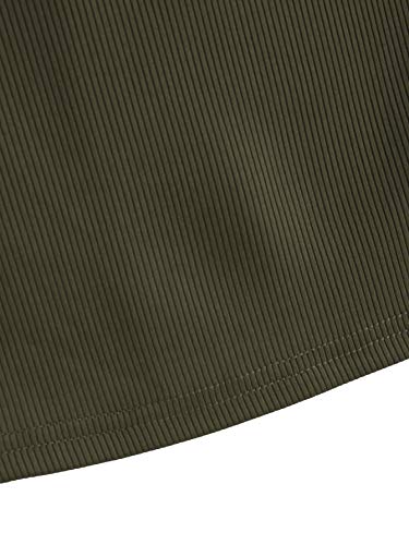 SheIn Women's Casual V Neck Sleeveless Ribbed Knit Cami Crop Top Army Green Small