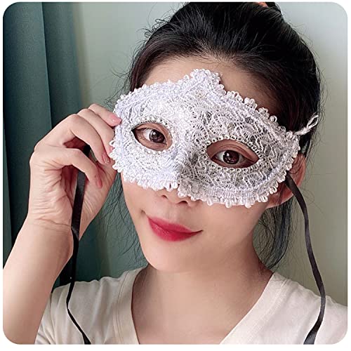 Geek-M Women Halloween Costume Mask Venetian Mask for Masquerade Ball Party White