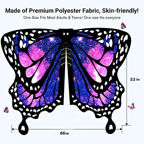 Butterfly Wings for Women, Halloween Costume Adults Fairy Ladies Cape Nymph Pixie Cloak with Mask and Antenna Headband