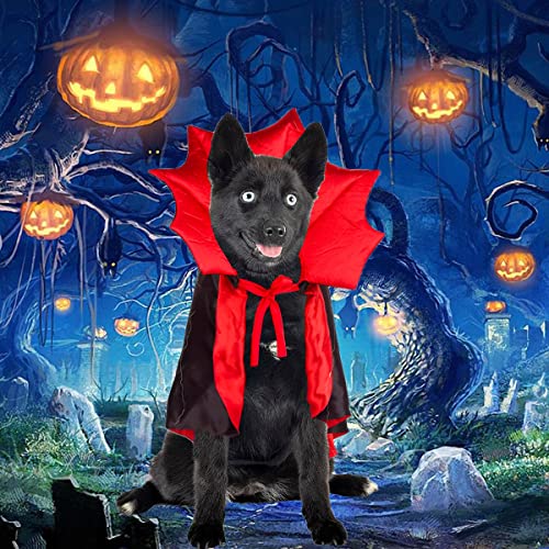 Dog Cape Costume - Halloween Pet Costumes Cat Vampire Cloak, Funny Cosplay Dress Devil Wizard Outfit, Dog Witch Clothes for Small Medium Dogs Cats Puppy, Dog Mantle Apparel for Halloween Party