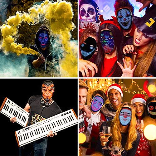 Funle Led Mask Smart Cool Light Up Rave Digital Electric Glow DJ Mask Face Transforming Halloween Costume Mask for Kid Adult