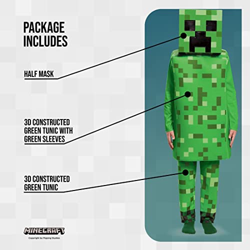 Creeper Deluxe Minecraft Costume, Green, Medium (7-8)