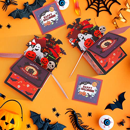 2 Packs Halloween Greeting Cards Halloween Pop up Card with Envelopes 3D Box Cards for Halloween Party Kids Students (Bats)