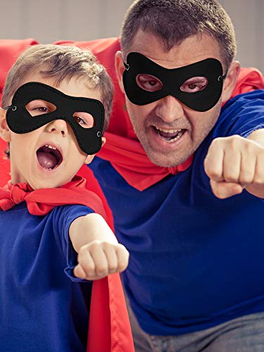 Boao 24 Pack Black Felt Eye Mask Half Masks Halloween Dress up Masks with Adjustable Elastic Rope for Party Cosplay Costume Accessory (Black)