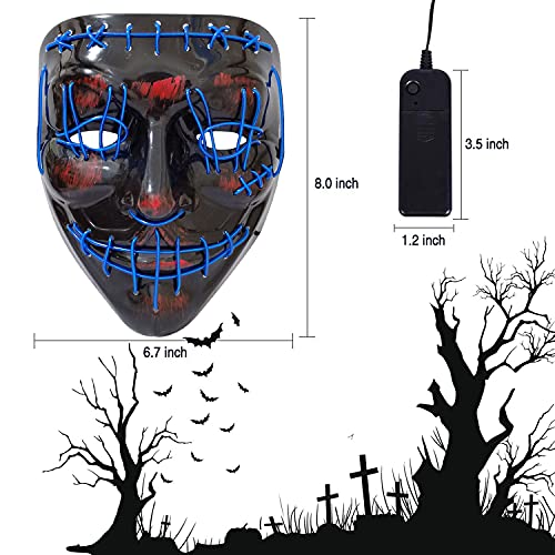 Halloween Led Light up Mask - Led Mask Costume Mask El Wire Hacker Mask Led Face Mask for Halloween Festival Party