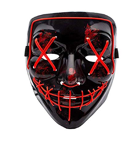 Himine Halloween Mask Cosplay LED Light up Purge Mask for Festival Party (Red)