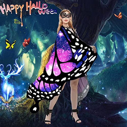 Butterfly Wings for Women, Halloween Costume Adults Fairy Ladies Cape Nymph Pixie Cloak with Mask and Antenna Headband