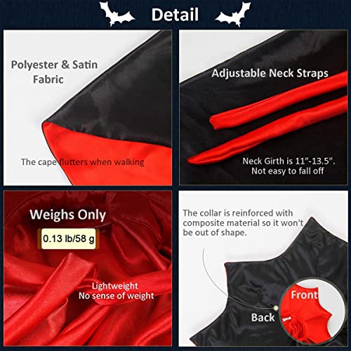 Dog Cape Costume - Halloween Pet Costumes Cat Vampire Cloak, Funny Cosplay Dress Devil Wizard Outfit, Dog Witch Clothes for Small Medium Dogs Cats Puppy, Dog Mantle Apparel for Halloween Party