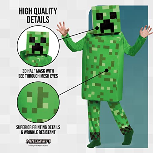 Creeper Deluxe Minecraft Costume, Green, Medium (7-8)
