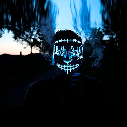 Halloween Led Light up Mask - Led Mask Costume Mask El Wire Hacker Mask Led Face Mask for Halloween Festival Party