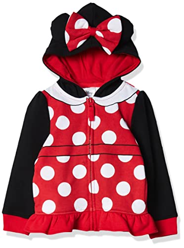 Disney baby girls Minnie Mouse Costume Zip-up Hoodie Hooded Sweatshirt, Black/Red, 2T US